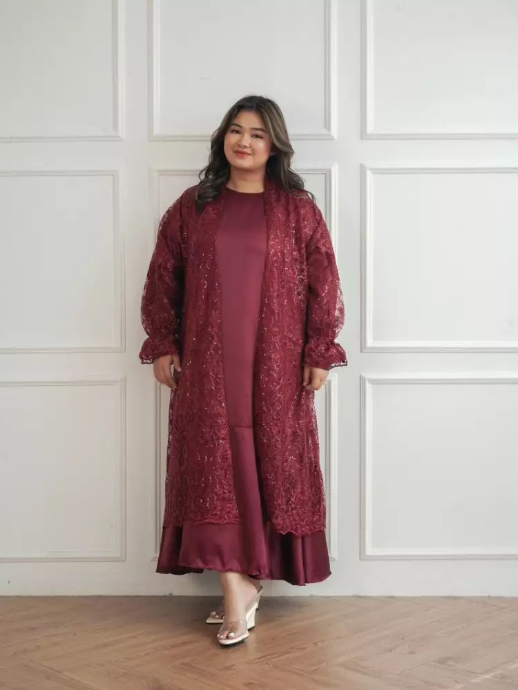 xtramiles Ladies outer gailee set with long sleeve inner maroon maroon