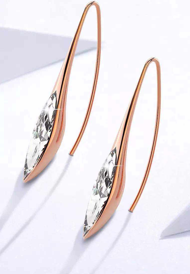 Athena's Beauty Dangle Earrings Embellished with SWAROVSKI® crystals-Rose Gold/Clear