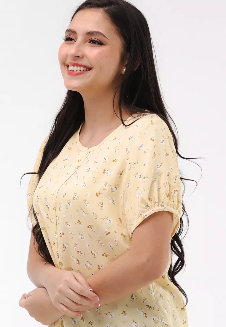 Woven Printed Rayon Short Sleeves Blouse