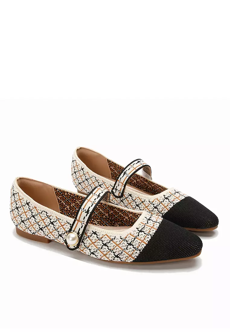 Pearl Strap Flyknit Mary Jane Shoes QC333