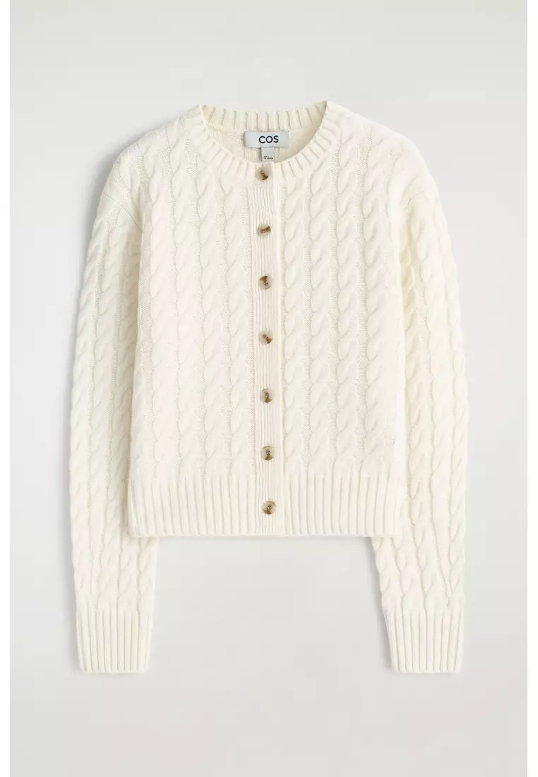 CABLE-KNIT MERINO WOOL CARDIGAN
