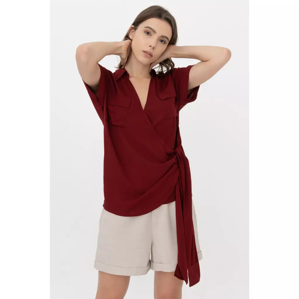 Kemeja Wanita Hiromi Maroon