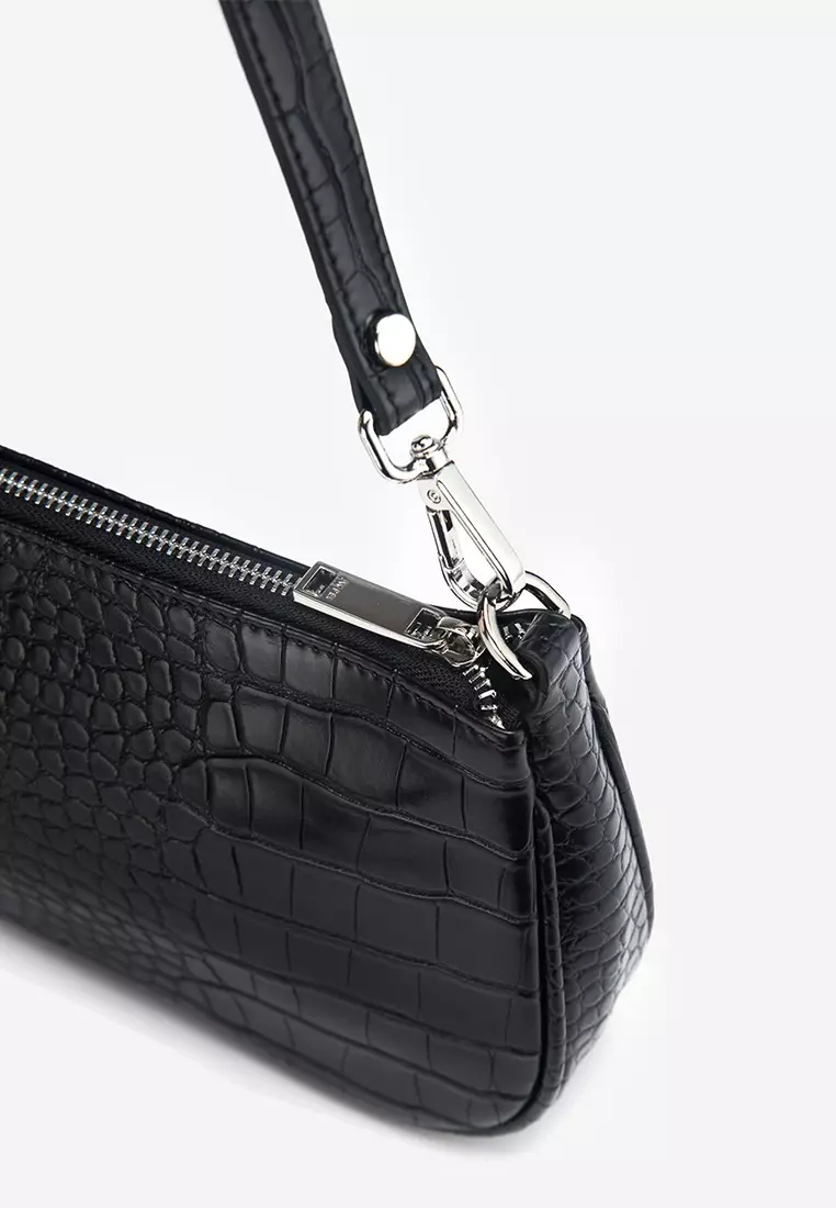 JW Pei Eva Shoulder Bag - Black Croc