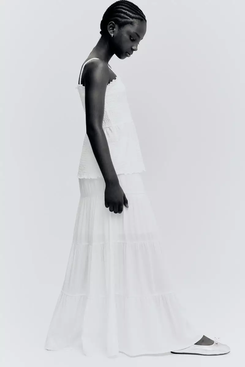 Smocked tiered skirt