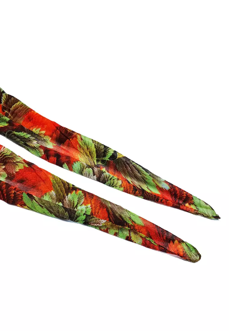 Feather Printed Scarf Orange