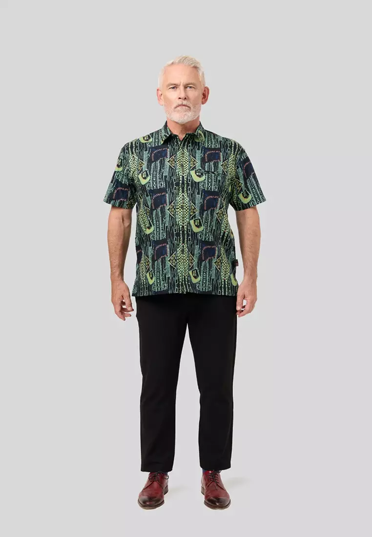 Nusantara Modern Fit Fabric Patches in Black Aqua