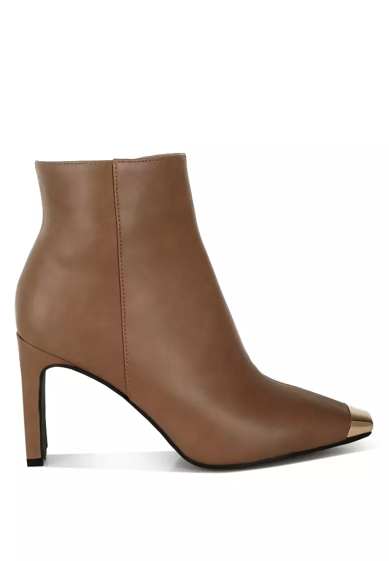 Discount on London Rag  shoes - SKU: Metallic Cap Toe Faux Leather Boots in Brown