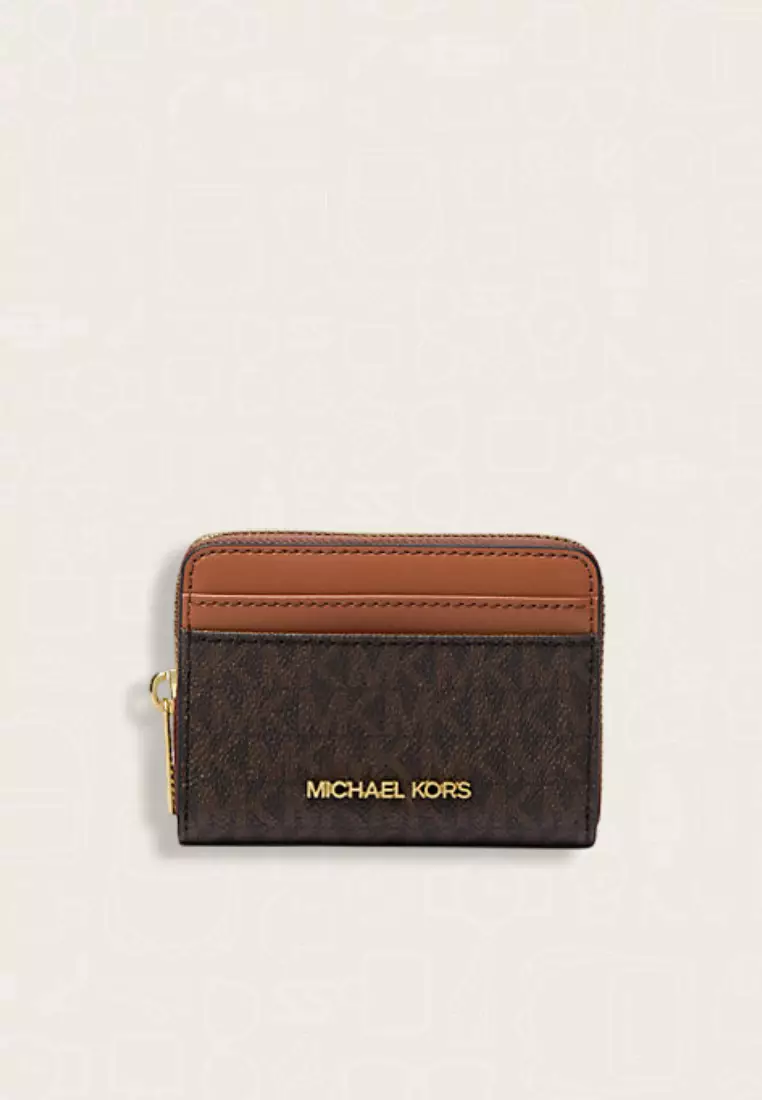 Michael Kors Jet Set Travel Medium Logo Zip-Around Card Case Brown
