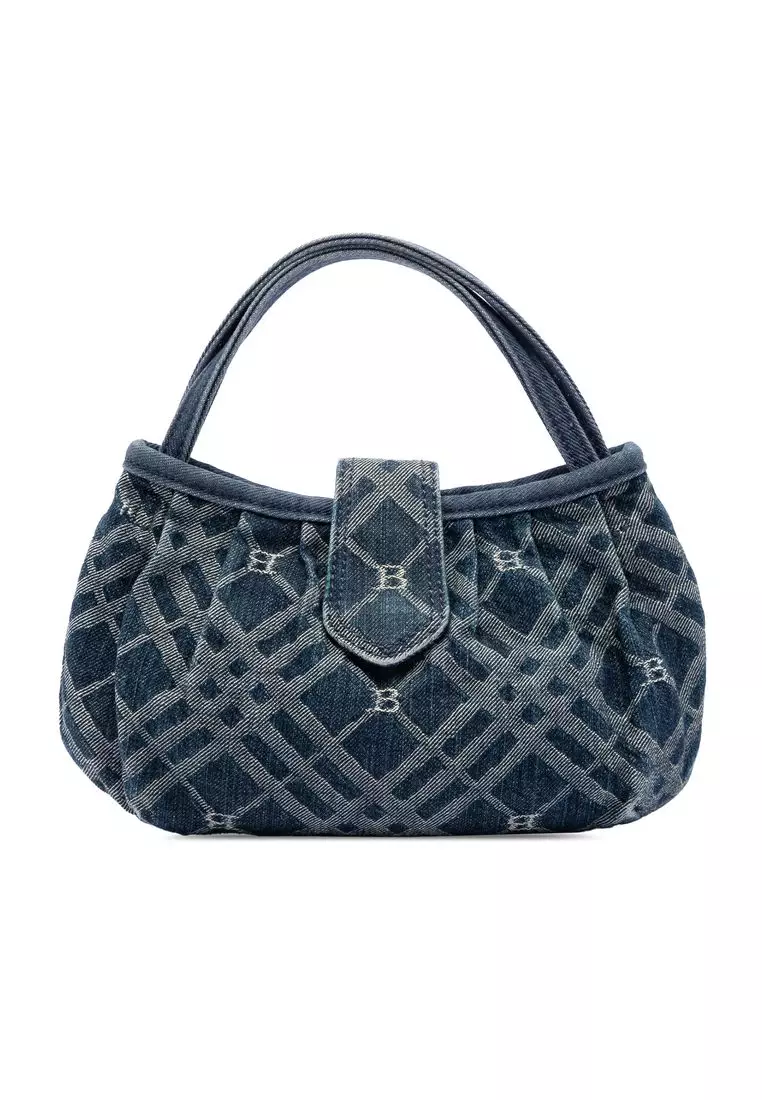 Buy BURBERRY Pre-Loved Burberry Nova Check Denim Handbag 2026