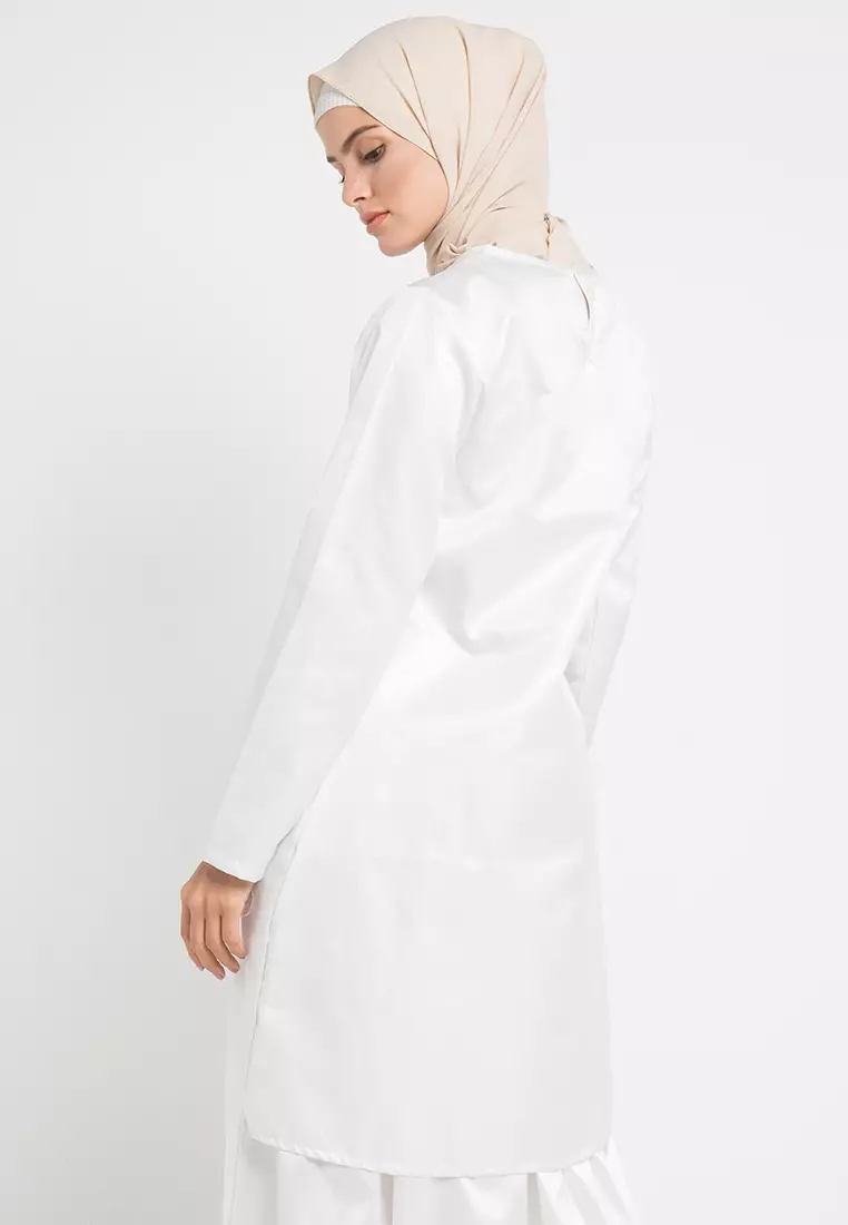 Ziva Assymetrical Blouse In Off White Glitter