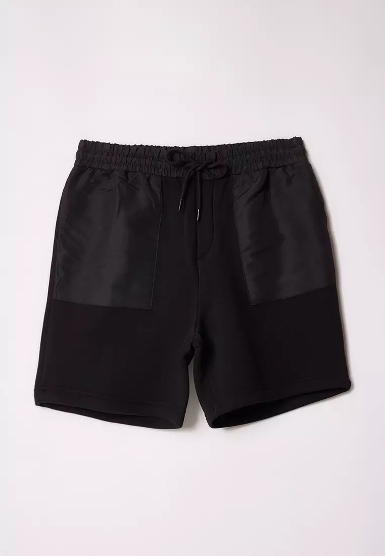 Black Regular Cut Parachute Fabric Pocket Detail Thick Shorts & Bermudas TMNSS25SR00028