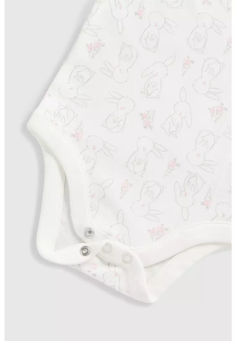 Floral Bunny Short-Sleeved Bodysuits - 5 Pack