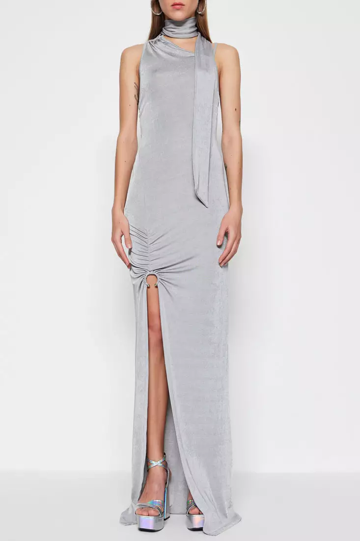 Knitted Sparkling Evening Dress with Accessories