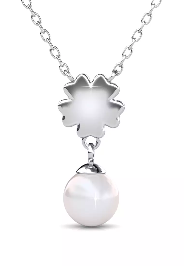Floral Pearl Pendant - Kalung Crystal Swarovski by Her Jewellery