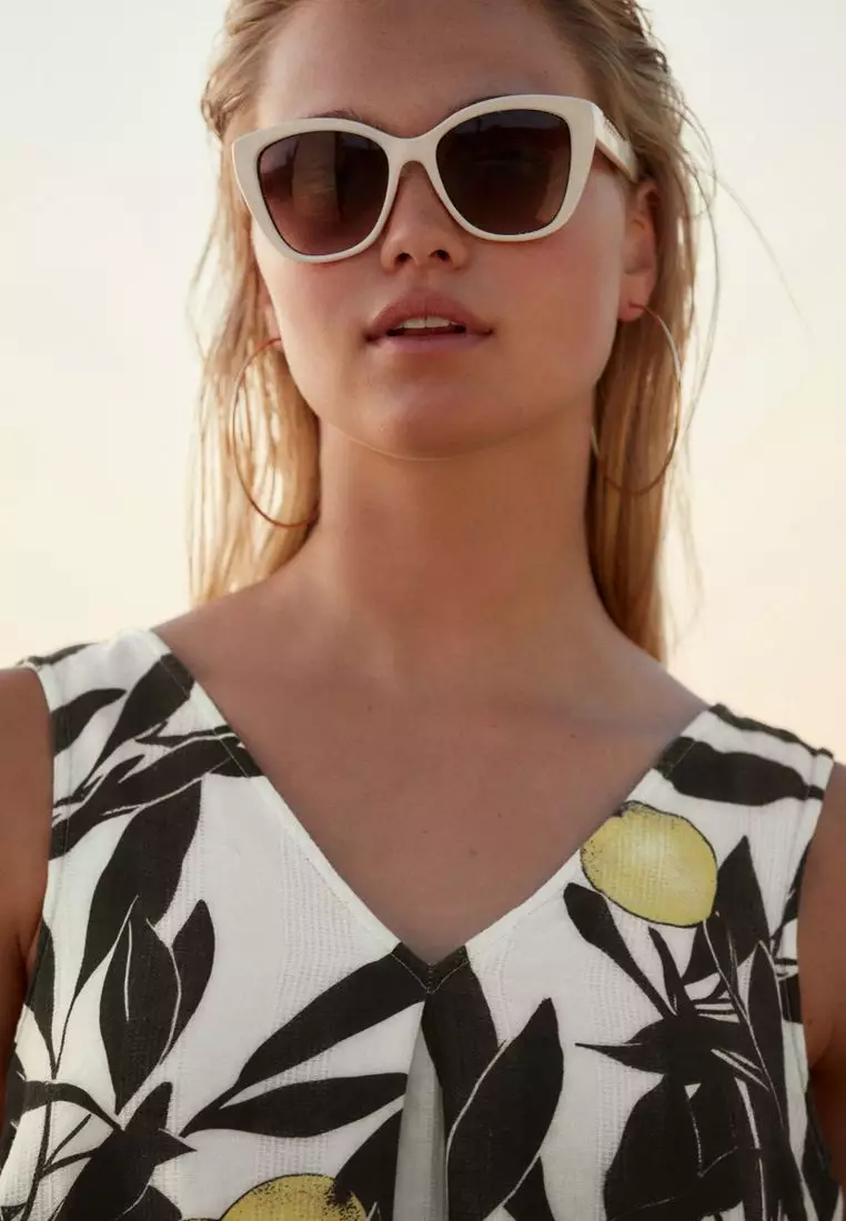 Linen Blend V-Neck Mini Dress