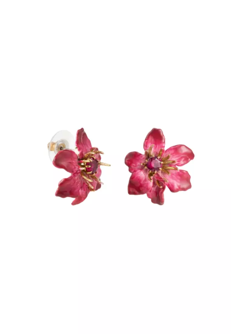 Les Néréides Earings Large Pink Clematis Flower MONTMARTRE 1900 [LNAWMM102T/1]