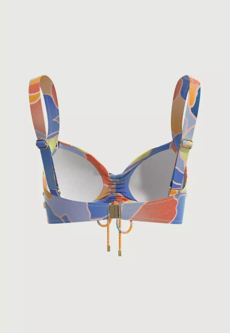 Waterlily Penny Blue Plus Cup Ruched Front Top