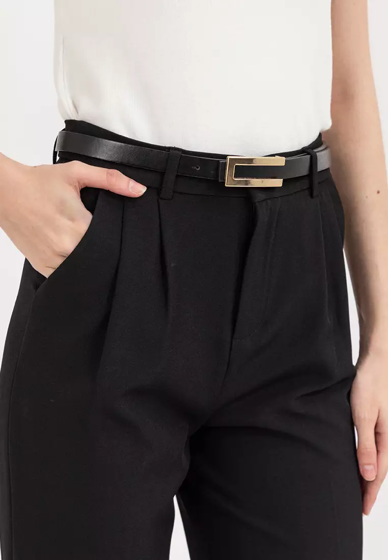 High Waisted Relaxed Straight Leg Stretch Trousers