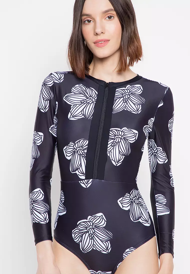 Buy Chase Fashion Black & White Zip Up Rashguard Flower 2024 Online