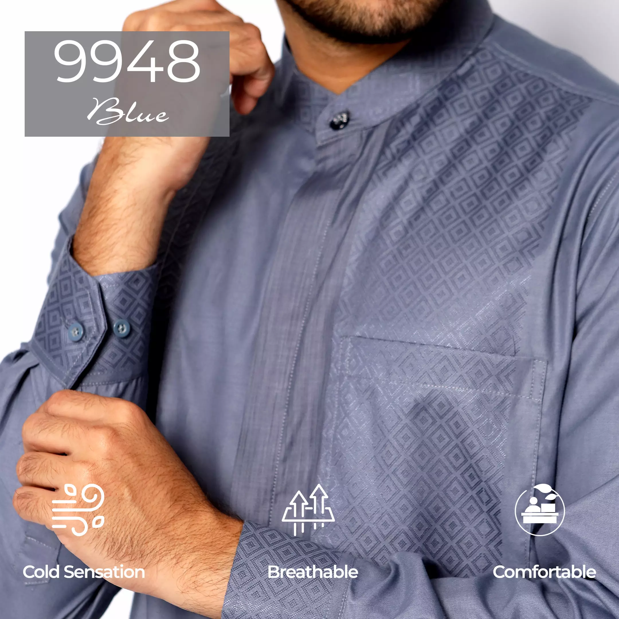 Casella Baju Koko Pria Lengan Panjang Exclusive Premium | Baju Koko Ishaq Lengan Panjang 9948 Blue