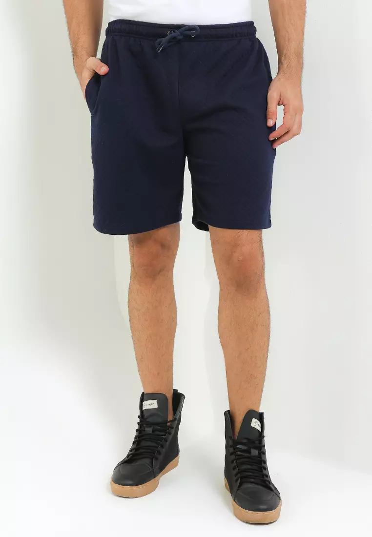 SYZLO Setelan Hoodie Comfy  Diamond Cotton Fleece Atasan Dan Bawahan Boardshort 1 Stel - Navy Blue