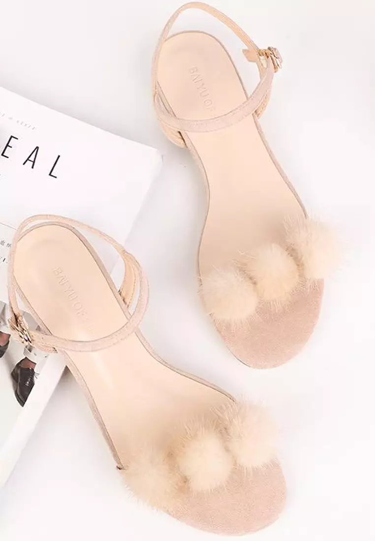 Fur sandals deals with strap