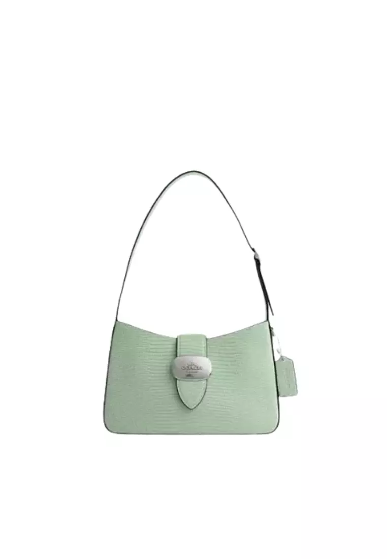 Coach Coach Eliza Lizard Embossed Shoulder Bag In Pale Green CR107 