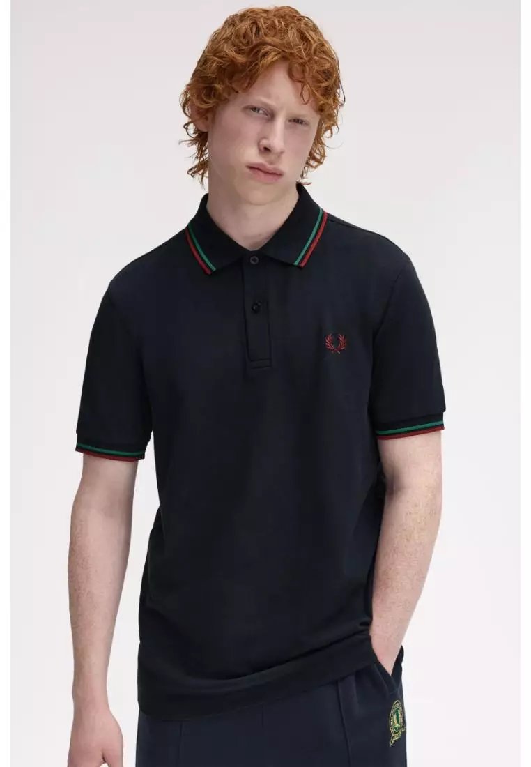 Fred Perry M3600 Twin Tipped Fred Perry Shirt (Navy / Sport Green / Burnt Red)