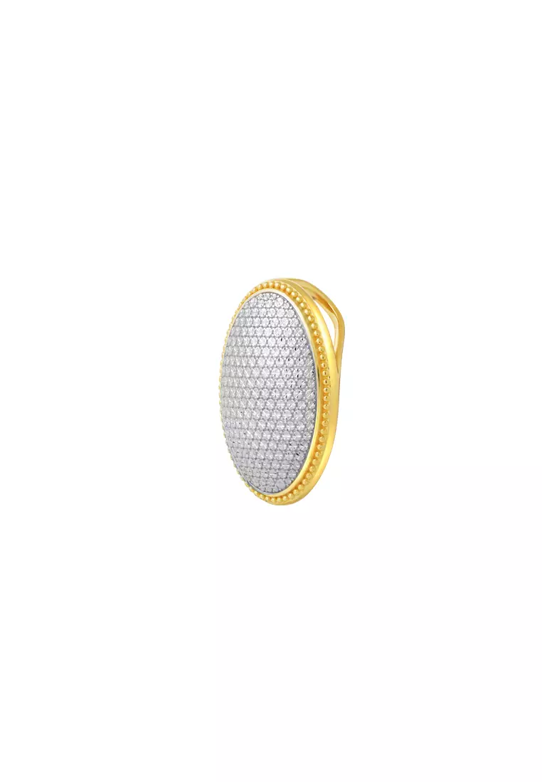 TOMEI Diamond Cut Collection Ellipse Pendant, Yellow Gold 916