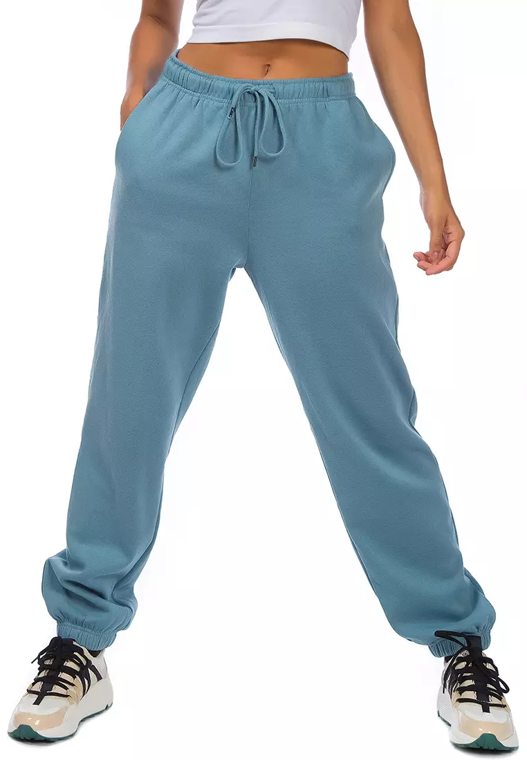Light blue cuffed joggers deals