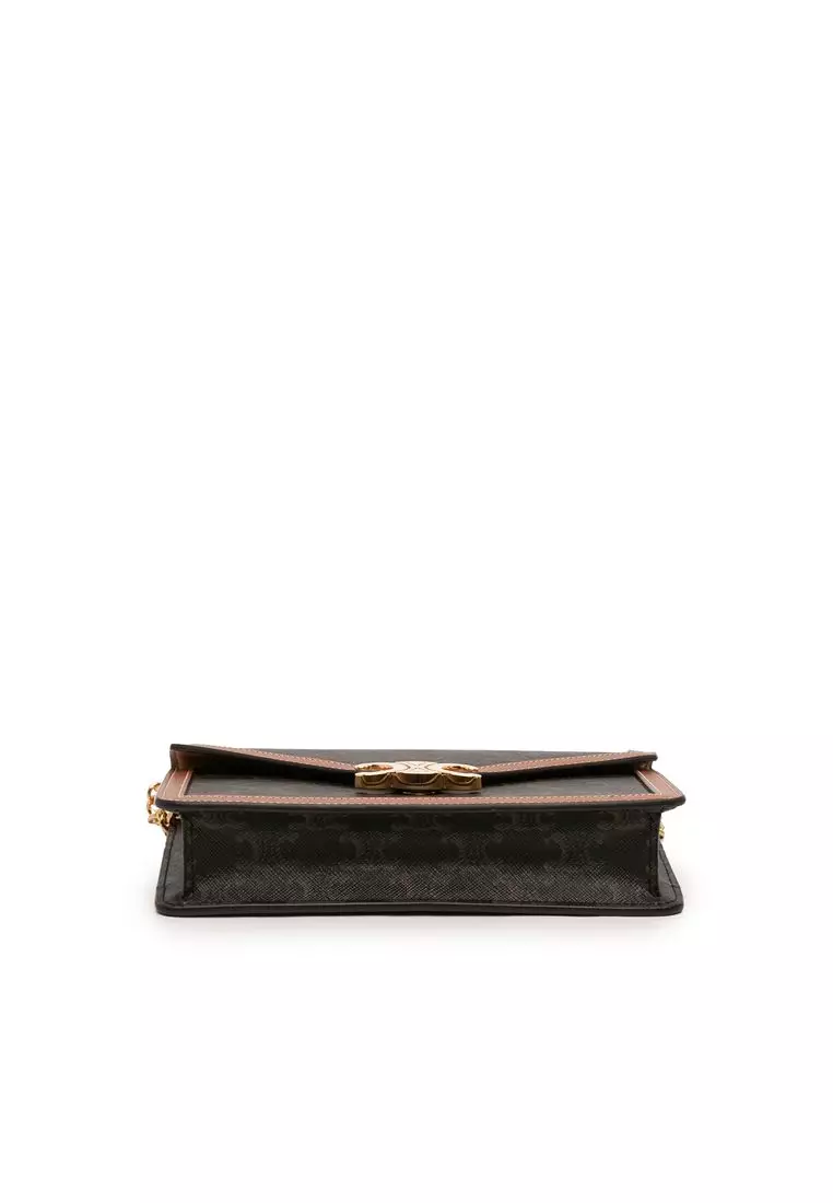 Pre-Loved Celine Triomphe Coated Canvas Margo Wallet On Chain