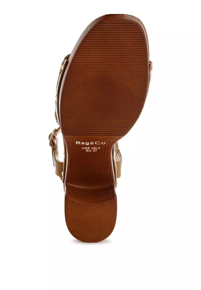 Raffia Chunky Sandals In Natural