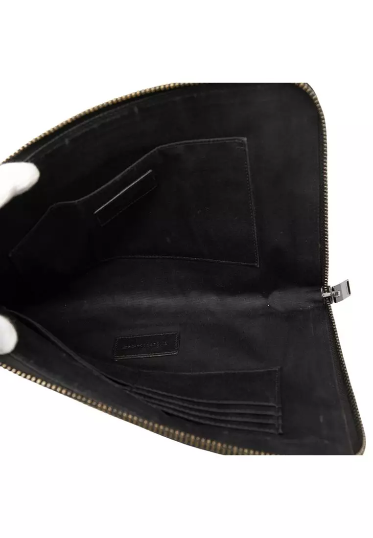 Pre-Loved Saint Laurent Croc Embossed Leather Clutch