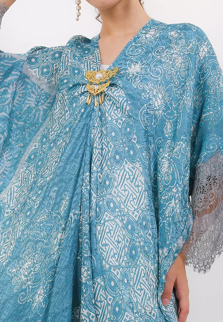 Rizqina Dress Batik Humaira1 Biru Tosca / Batik Viscose / Batik Viscose Wanita