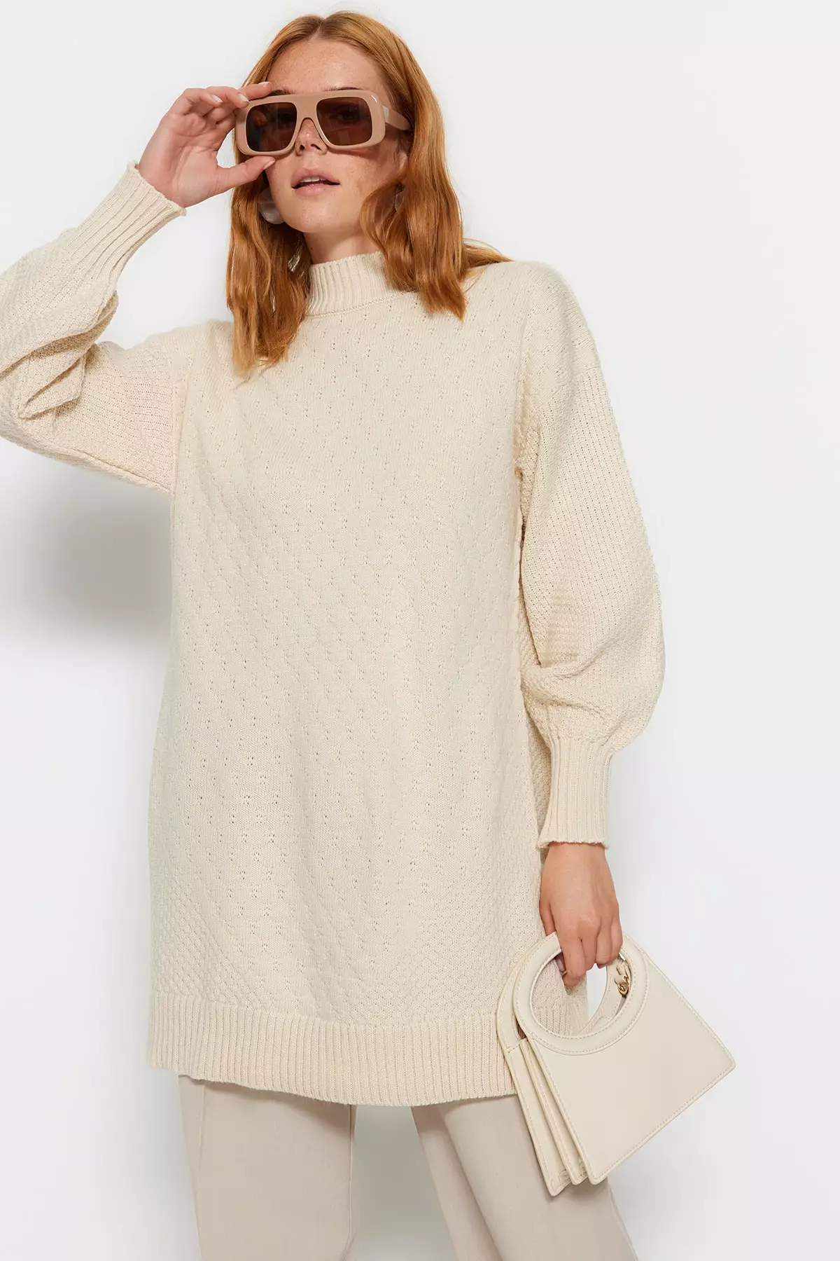 Honeycomb Pattern Knitwear Sweater