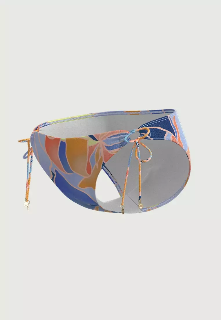 Waterlily藍色側綁經典泳褲