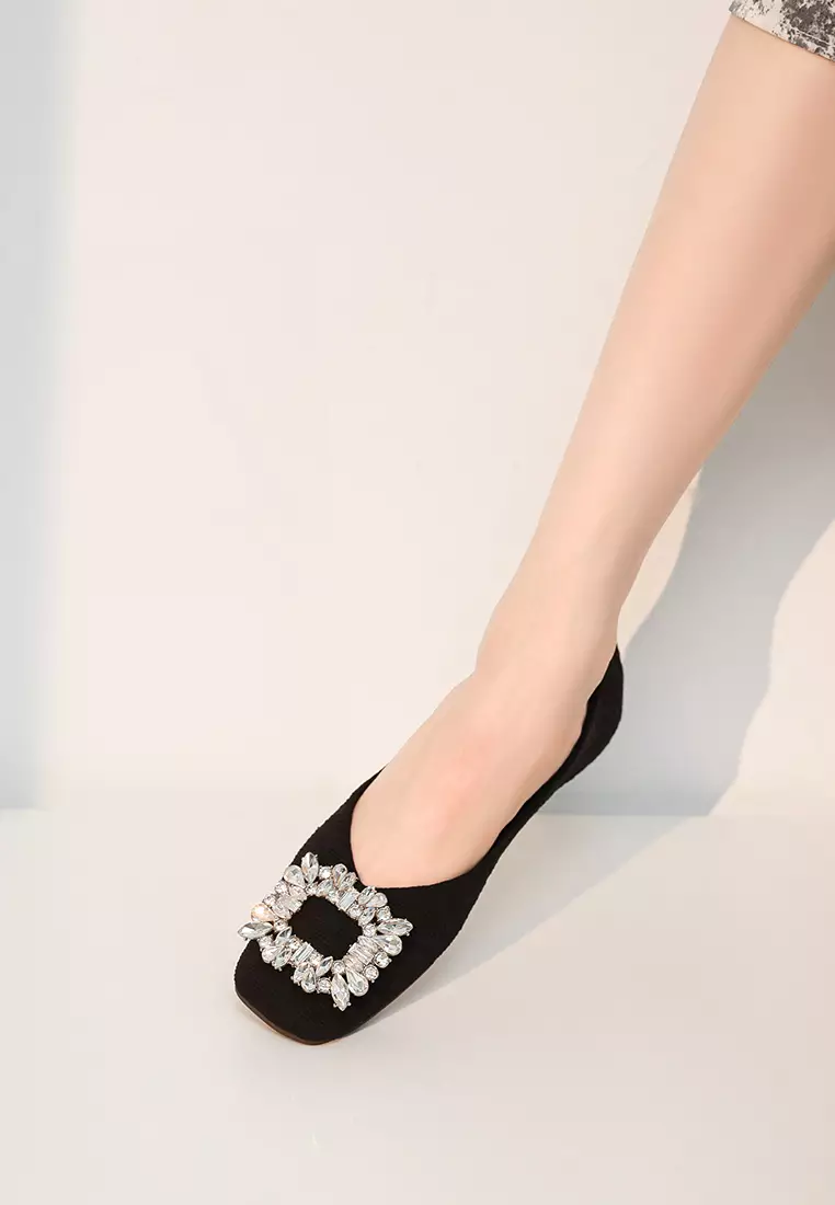Rhinestone Buckle Flat Shoes WW566-1