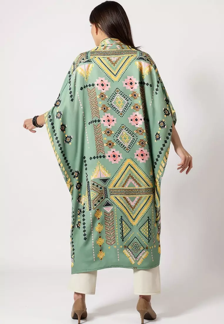 Kanzi Exclusive Short Sleeve Abstrac Kaftan