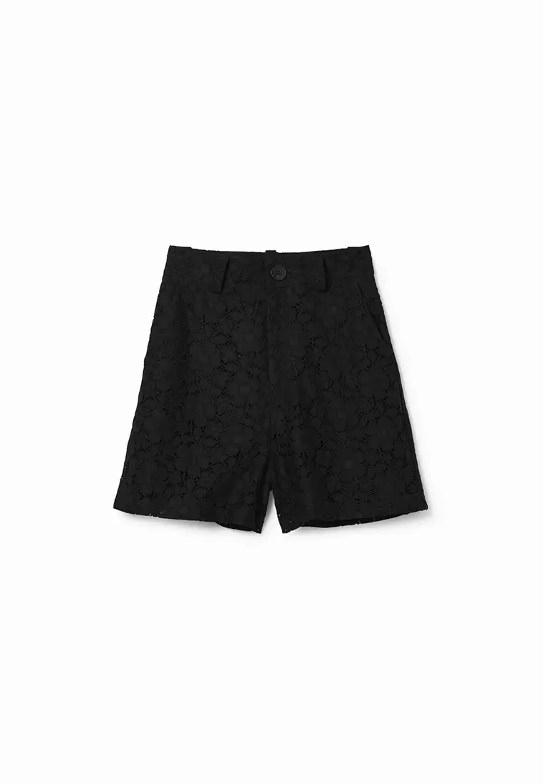 Desigual Woman Floral lace shorts.