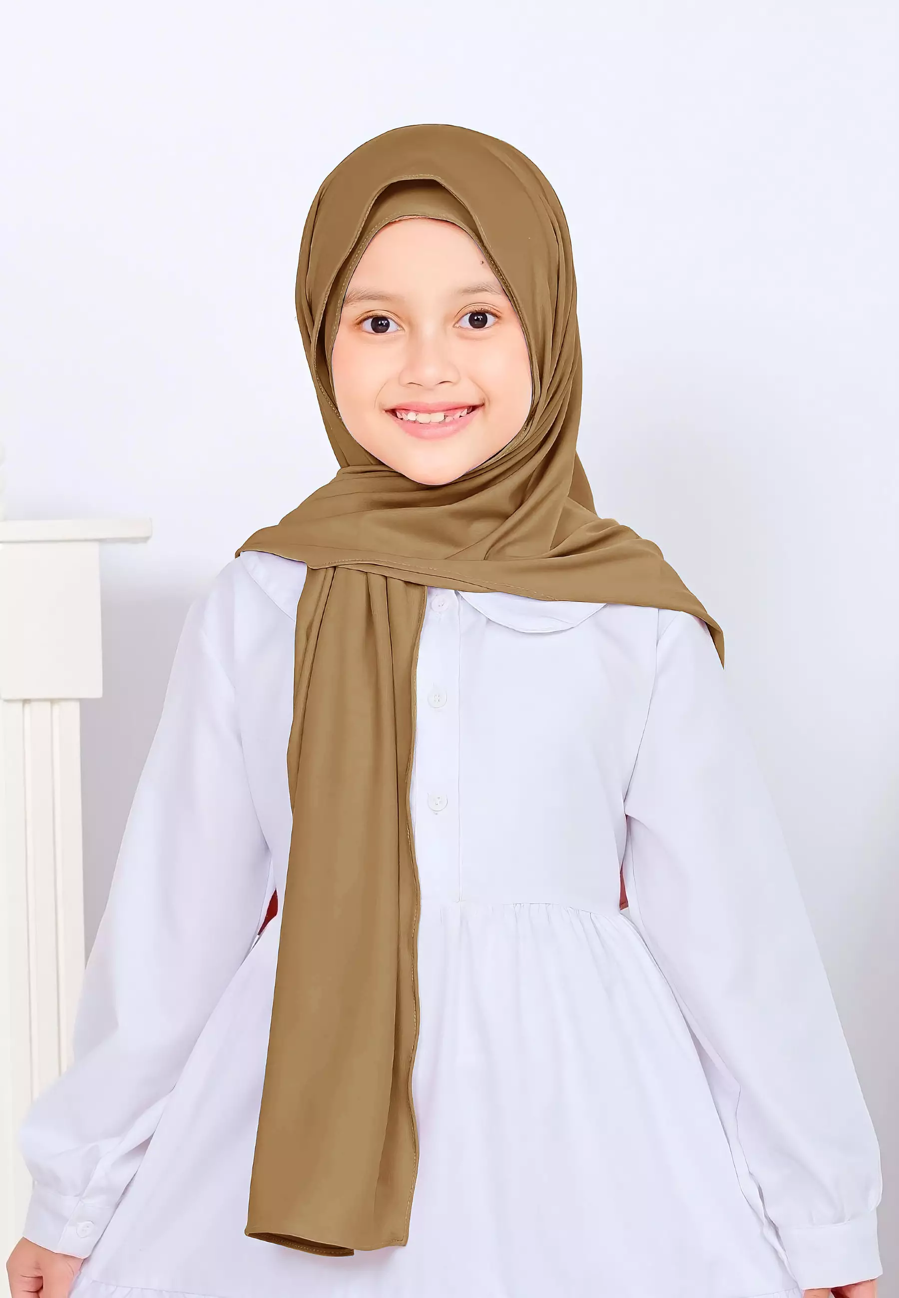 Hagia Curved Pashmina | Hijab Instan Anak | Kerudung Pashmina Inner Oval Anak - Kelp