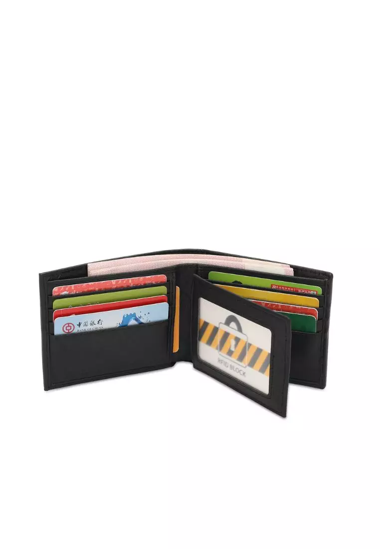 Men's RFID Blocking Tri Fold Wallet - Black