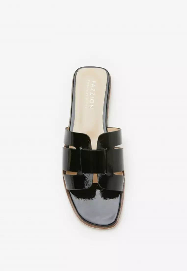 Elmira Interlocked Cage  Leather Slides