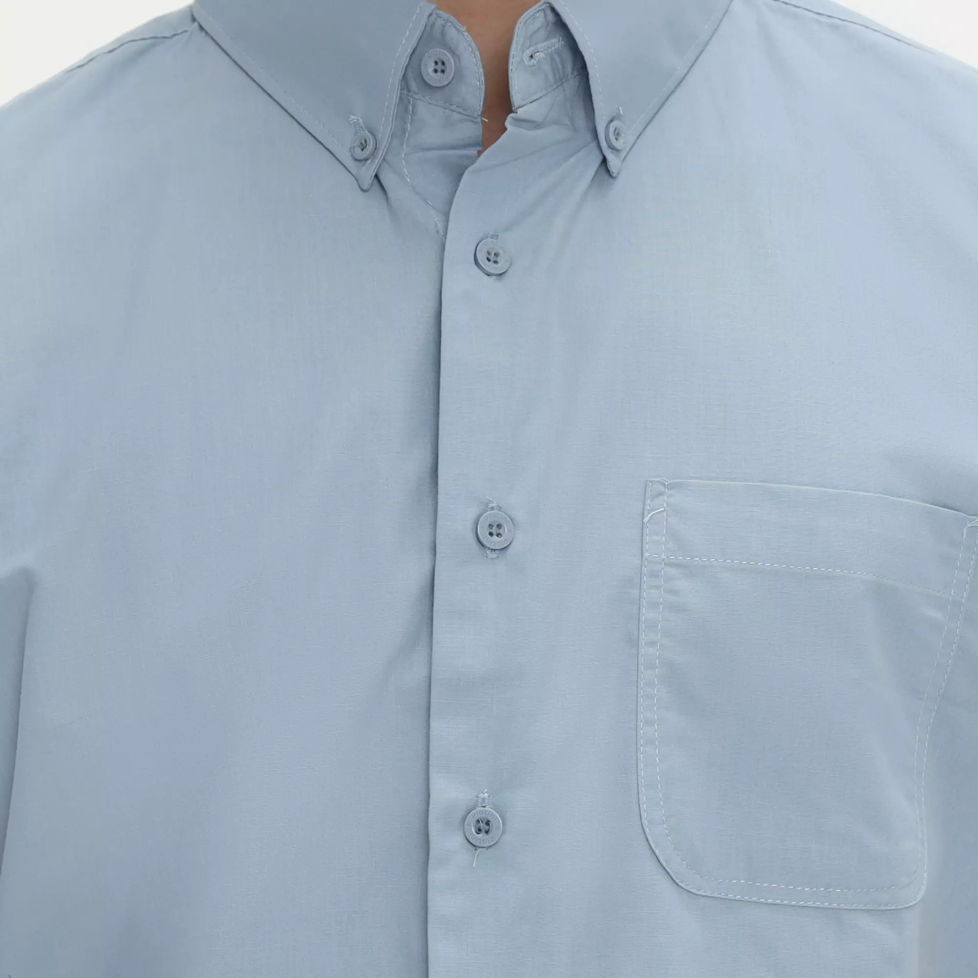 Platini Kemeja Pria Polos Lengan Pendek Katun Light Blue 63187