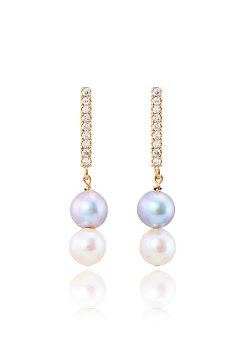 Minimallery white and blue and multi and gold Dainty Round Pearl in 14-karat Gold Earrings 664EEAC711795DGS_1