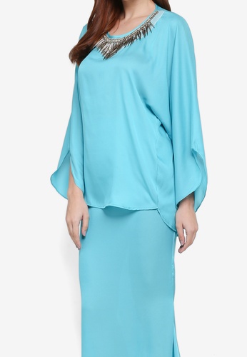Buy Midi Hi-Low Kedah Kurung from Zuco Fashion in Blue only 283