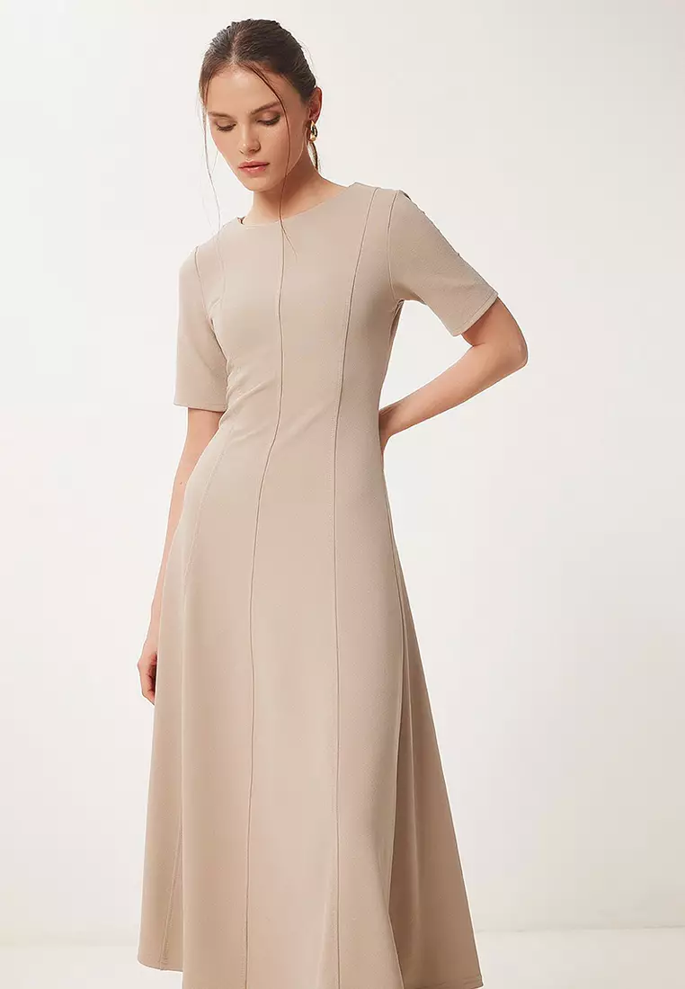 Flared Midi Summer Knitted Dress