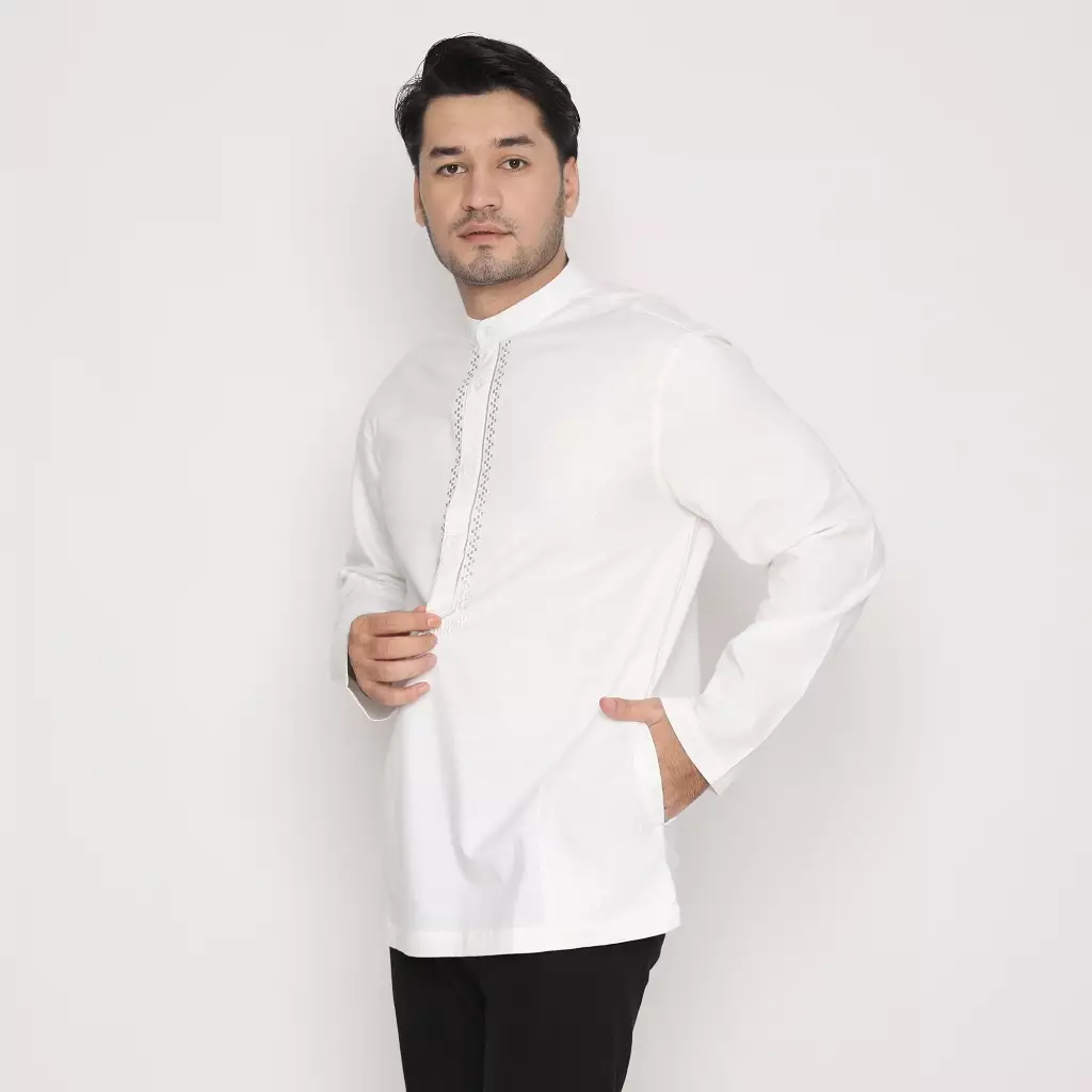 AMK Baju Koko Lengan Panjang KK FATHAN L/s White