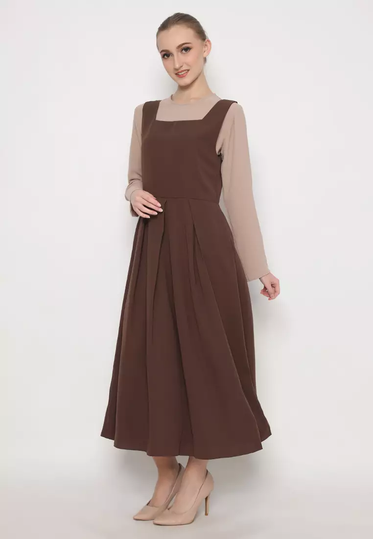 Alisha Overall Dress  Dark Brown