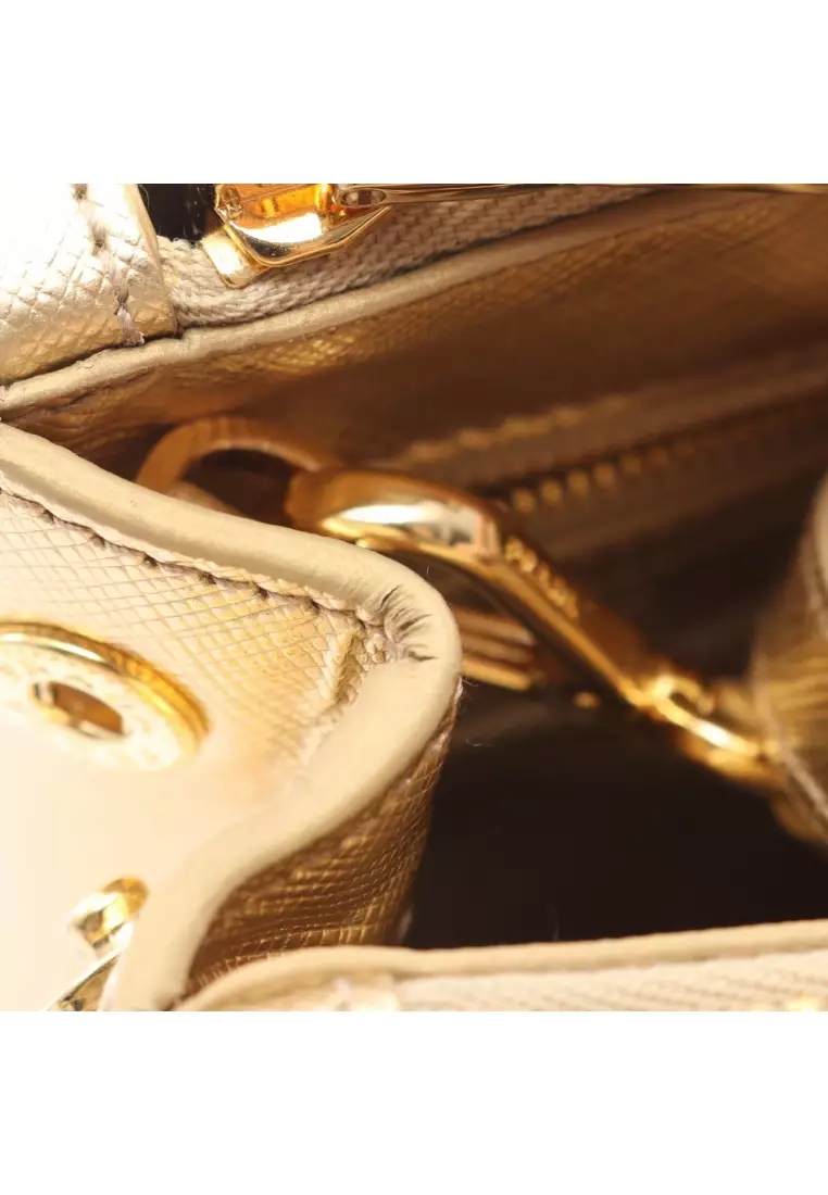 Pre-Loved Prada Galleria SAFFIANO LUX 2WAY Handbag Saffiano leather gold