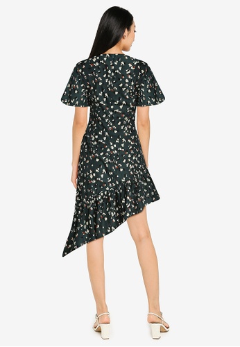 Buy ZALORA  BASICS Puff Sleeve Asymmetric Hem Dress Online 